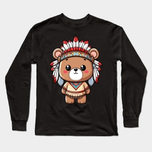 Cute Bear American Indian Kawaii Long Sleeve T-Shirt